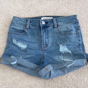 Ripped Blue Jean Shorts
